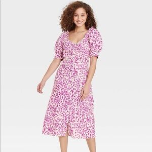 NWT Who What Wear XL Speckled Dress with Puff Sleeve